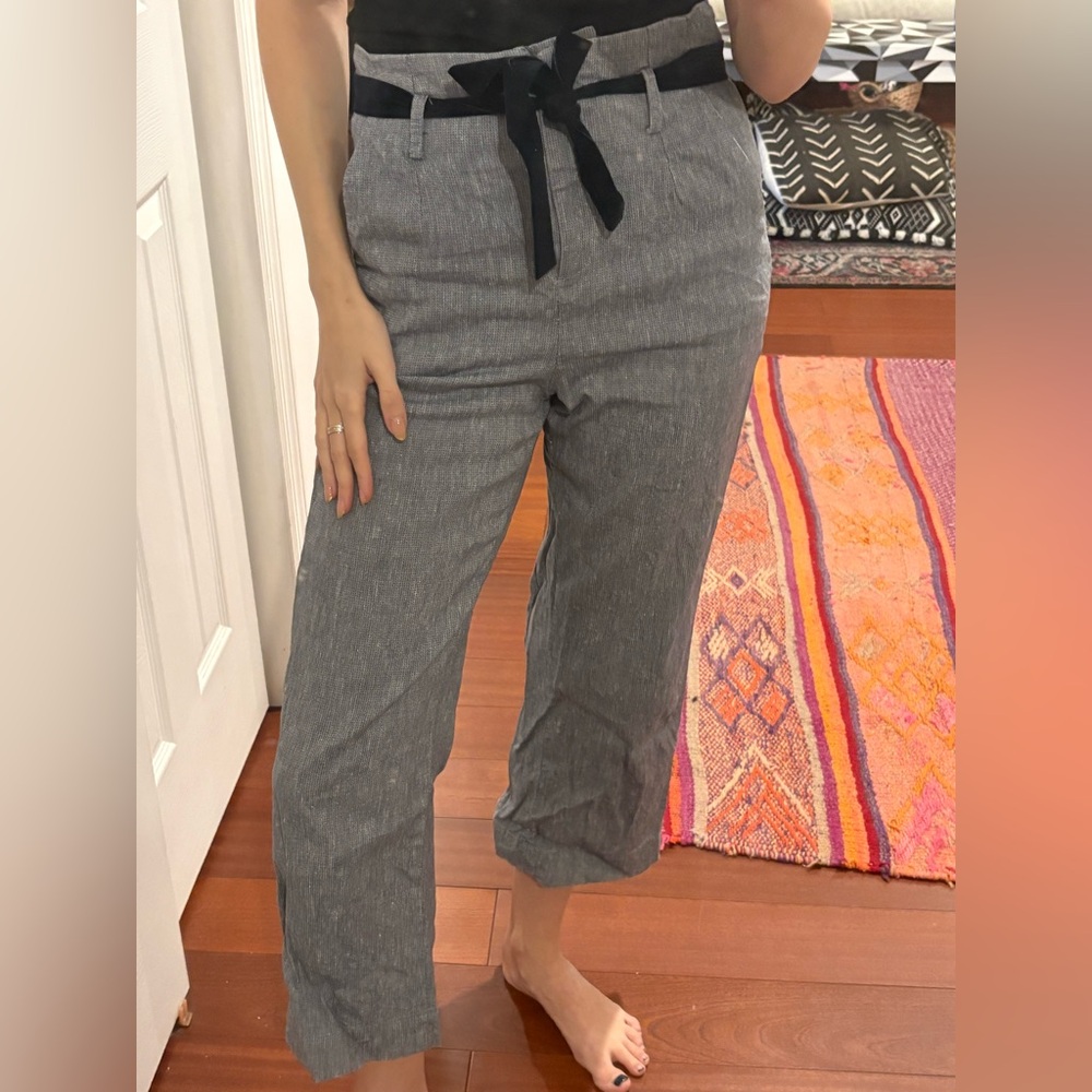 Blue Linen French Pants